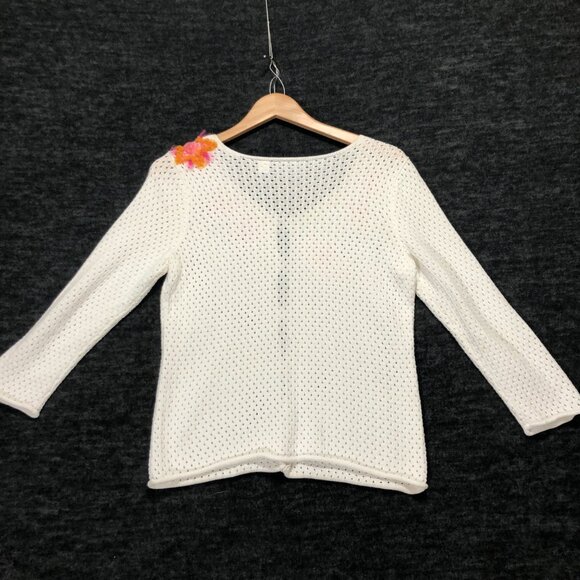 JH Collectibles Women's Size Medium Sweater Ribbon Embroidery Button up Floral - Picture 6 of 8